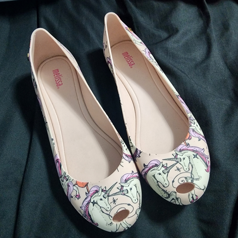 Melissa Ballet Flats Pink Unicorn Discontinued